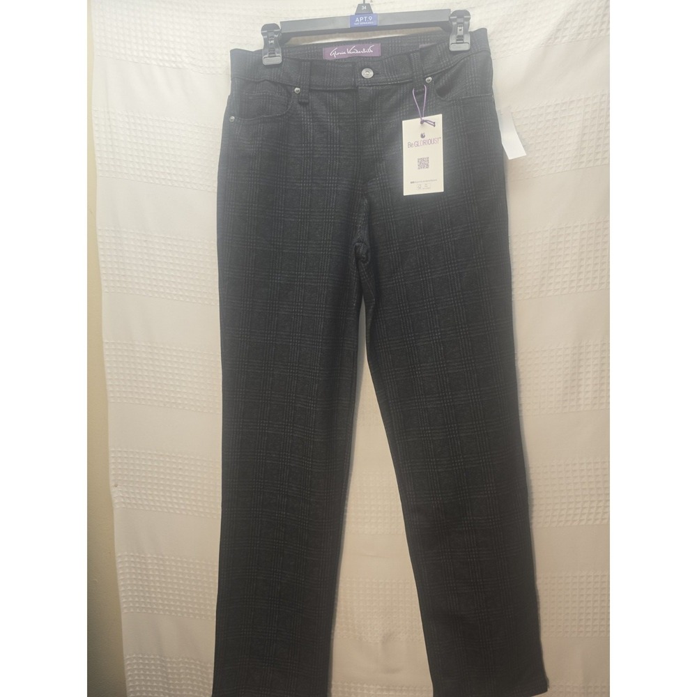 Gloria Vanderbilt Amanda Pants Size 6 Petite Straight Leg Herringbone Black 7176